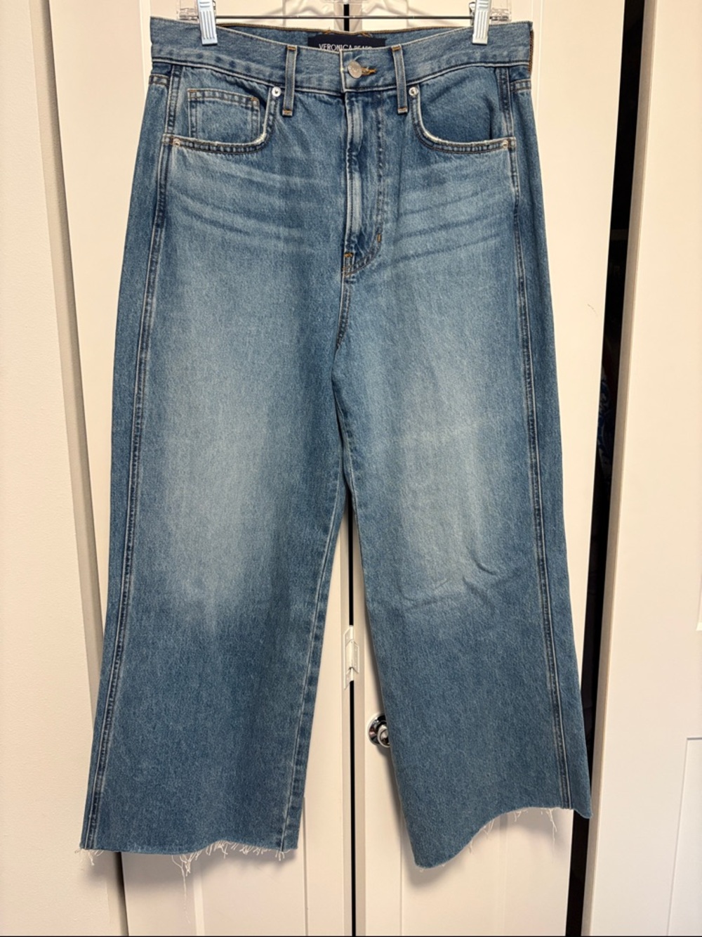 NWT [Veronica Beard] Taylor Cropped High-Rise Wide-Leg Denim Jeans Women’s 30 - Picture 6 of 13